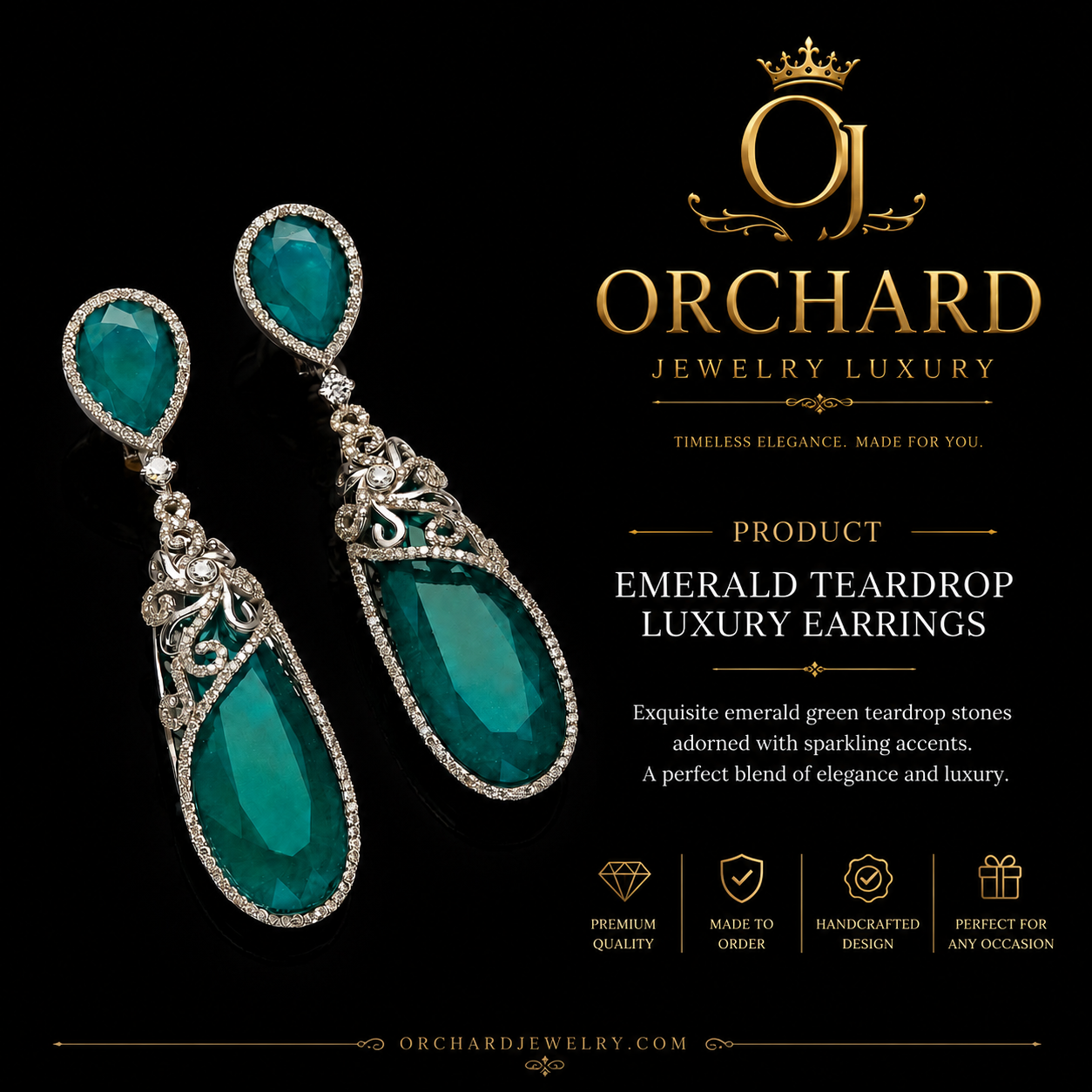 Emerald Teardrop Luxury Earrings